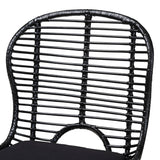 Brenna Modern Wicker Fair Black Finished Rattan and Metal 2-Piece Dining Chair Set