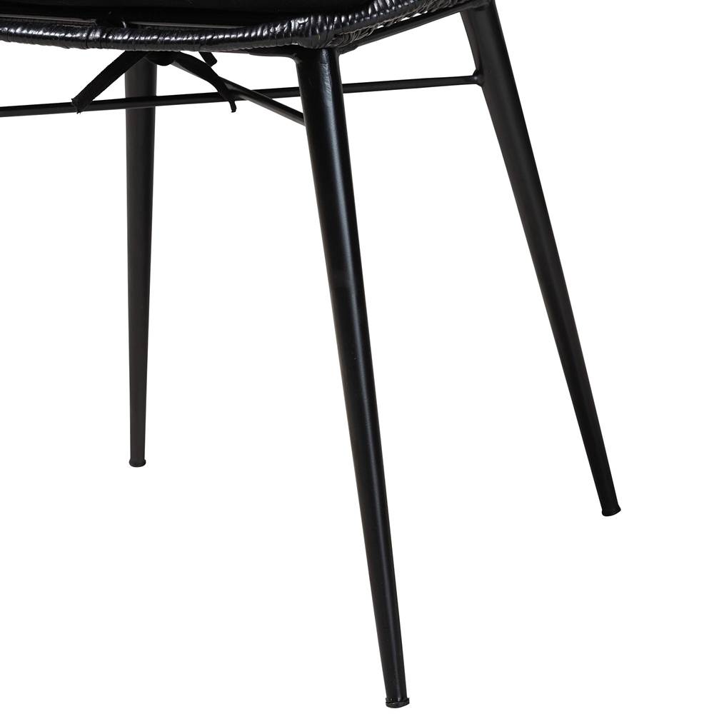 Brenna Modern Wicker Fair Black Finished Rattan and Metal 2-Piece Dining Chair Set