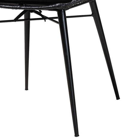 Brenna Modern Wicker Fair Black Finished Rattan and Metal 2-Piece Dining Chair Set