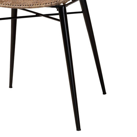 Ballerina Modern Wicker Fair Greywashed Rattan and Black Metal 5-Piece Dining Set