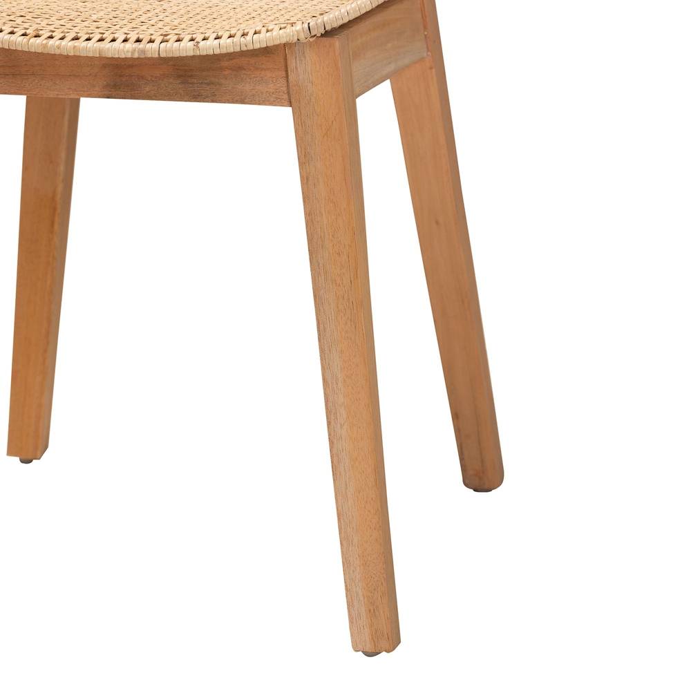 Ballerina Japandi Natural Brown Mahogany Wood and Rattan 5-Piece Dining Set