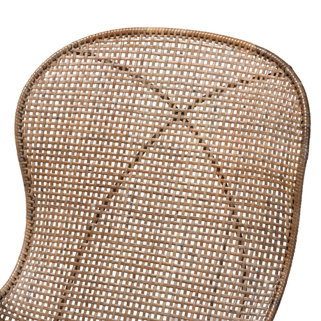 Sabelle Japandi Greywashed Rattan and Black Metal 2-Piece Dining Chair Set