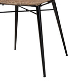 Sabelle Japandi Greywashed Rattan and Black Metal 2-Piece Dining Chair Set