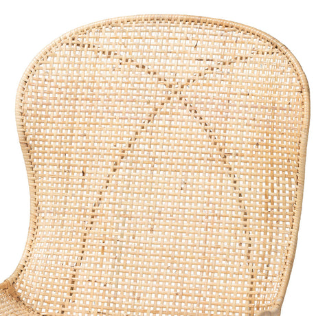 Sabelle Japandi Natural Brown Mahogany and Rattan 2-Piece Dining Chair Set