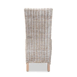 Trianna Rustic Transitional Whitewashed Rattan and Natural Brown Finished Wood Dining Chair