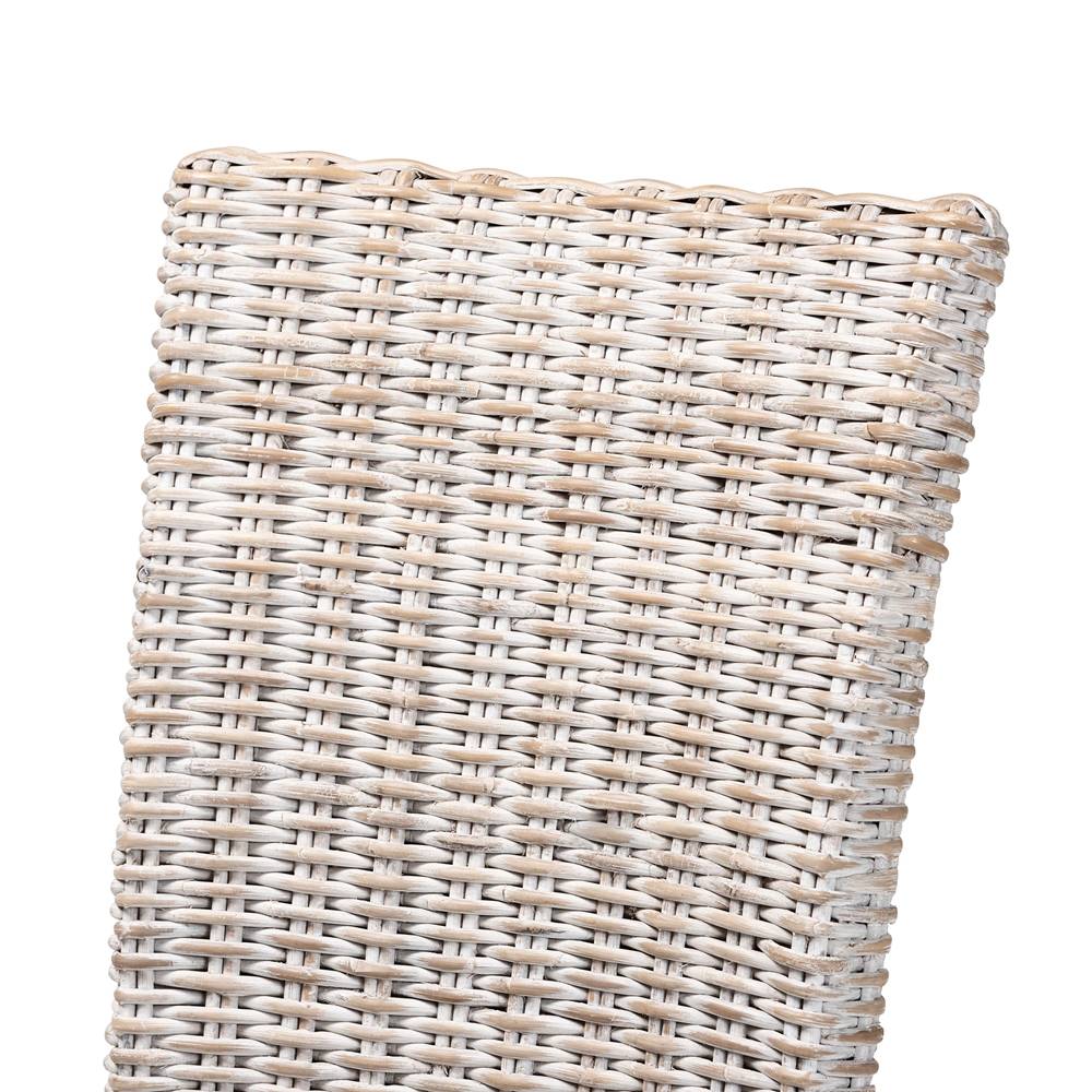 Trianna Rustic Transitional Whitewashed Rattan and Natural Brown Finished Wood Dining Chair