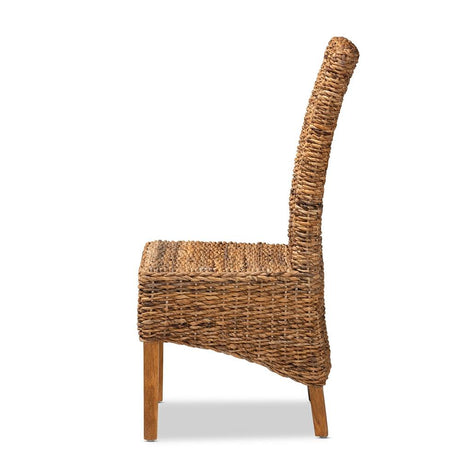 Trianna Rustic Transitional Natural Seagrass and Brown Finished Wood Dining Chair