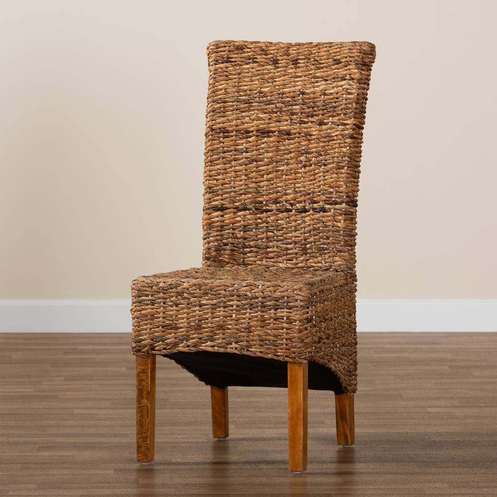 Trianna Rustic Transitional Natural Seagrass and Brown Finished Wood Dining Chair