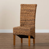 Trianna Rustic Transitional Natural Seagrass and Brown Finished Wood Dining Chair