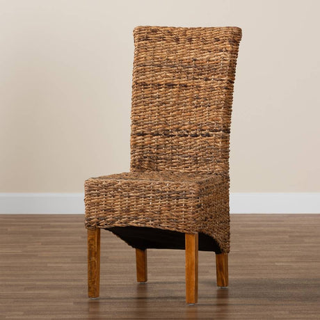 Trianna Rustic Transitional Natural Seagrass and Brown Finished Wood Dining Chair