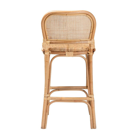 Adrena Modern Wicker Fair Natural Brown Rattan Bar Stool