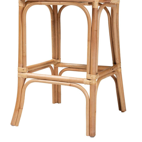 Adrena Modern Wicker Fair Natural Brown Rattan Bar Stool