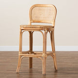 Adrena Modern Wicker Fair Natural Brown Rattan Bar Stool