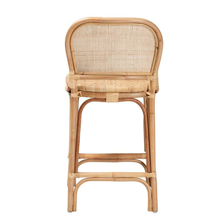 Adrena Modern Wicker Fair Natural Brown Rattan Counter Stool