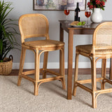 Adrena Modern Wicker Fair Natural Brown Rattan Counter Stool
