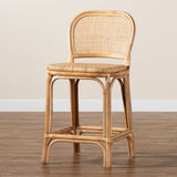 Adrena Modern Wicker Fair Natural Brown Rattan Counter Stool