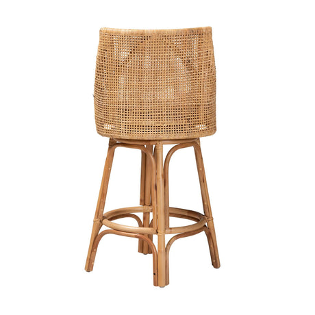 Bella Modern Wicker Fair Natural Brown Rattan Bar Stool