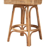 Bella Modern Wicker Fair Natural Brown Rattan Bar Stool