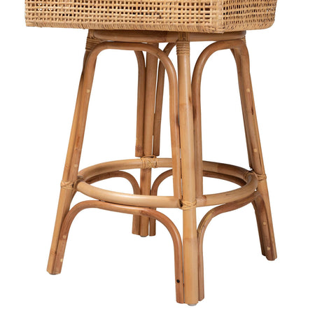Bella Modern Wicker Fair Natural Brown Rattan Bar Stool
