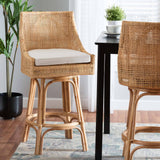 Bella Modern Wicker Fair Natural Brown Rattan Bar Stool
