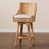 Bella Modern Wicker Fair Natural Brown Rattan Bar Stool