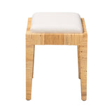 Sofia Modern Wicker Fair Natural Brown Rattan and Mahogany Wood Ottoman