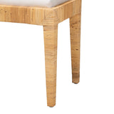 Sofia Modern Wicker Fair Natural Brown Rattan and Mahogany Wood Ottoman