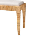 Sofia Modern Wicker Fair Natural Brown Rattan and Mahogany Wood Bench