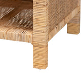 Bella Modern Wicker Fair Natural Brown Mahogany Wood and Natural Rattan 1-Drawer Nightstand