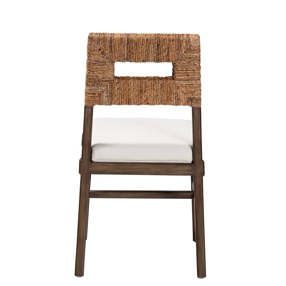 Porsha Modern Wicker Fair Dark Brown Finished Mahogany Wood and Natural Rattan Dining Chair