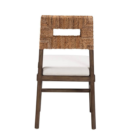 Porsha Modern Wicker Fair Dark Brown Finished Mahogany Wood and Natural Rattan Dining Chair