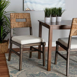 Porsha Modern Wicker Fair Dark Brown Finished Mahogany Wood and Natural Rattan Dining Chair