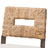 Porsha Modern Wicker Fair Dark Brown Finished Mahogany Wood and Natural Rattan Counter Stool