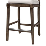 Porsha Modern Wicker Fair Dark Brown Finished Mahogany Wood and Natural Rattan Counter Stool