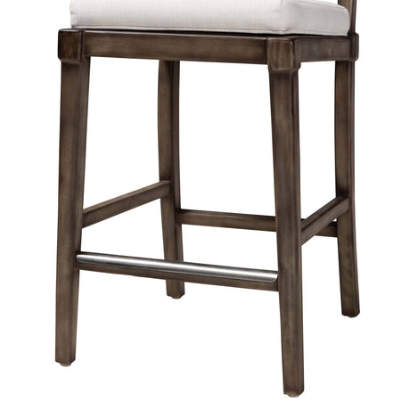 Porsha Modern Wicker Fair Dark Brown Finished Mahogany Wood and Natural Rattan Counter Stool