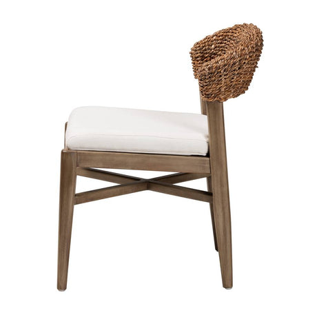 Chloe Modern Wicker Fair Walnut Brown Finished Mahogany Wood and Natural Rattan Dining Chair