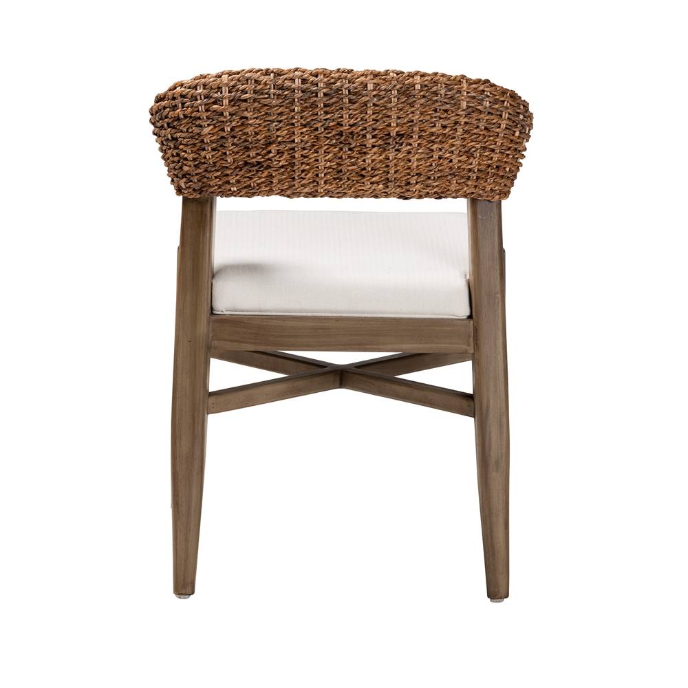 Chloe Modern Wicker Fair Walnut Brown Finished Mahogany Wood and Natural Rattan Dining Chair