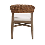 Chloe Modern Wicker Fair Walnut Brown Finished Mahogany Wood and Natural Rattan Dining Chair