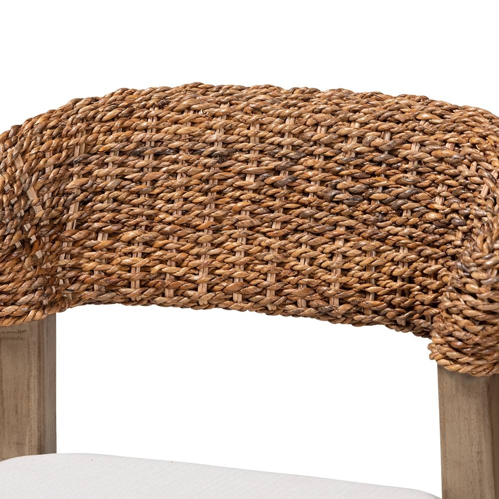 Chloe Modern Wicker Fair Walnut Brown Finished Mahogany Wood and Natural Rattan Dining Chair