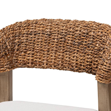 Chloe Modern Wicker Fair Walnut Brown Finished Mahogany Wood and Natural Rattan Dining Chair