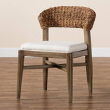 Chloe Modern Wicker Fair Walnut Brown Finished Mahogany Wood and Natural Rattan Dining Chair