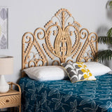 Caelinus Modern Wicker Fair Natural Brown Rattan Queen Size Standalone Headboard