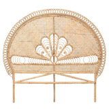 Marlette Modern Wicker Fair Natural Brown Rattan Queen Size Standalone Headboard