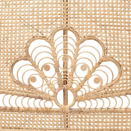 Marlette Modern Wicker Fair Natural Brown Rattan Queen Size Standalone Headboard