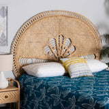 Marlette Modern Wicker Fair Natural Brown Rattan Queen Size Standalone Headboard