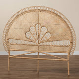 Marlette Modern Wicker Fair Natural Brown Rattan Queen Size Standalone Headboard