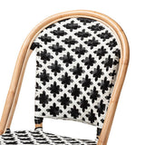 Ambre Modern French Black and White Weaving Natural Rattan 2-Piece Bistro Chair Set
