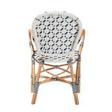 Bryson Modern French Blue and White Weaving and Natural Rattan Bistro Chair