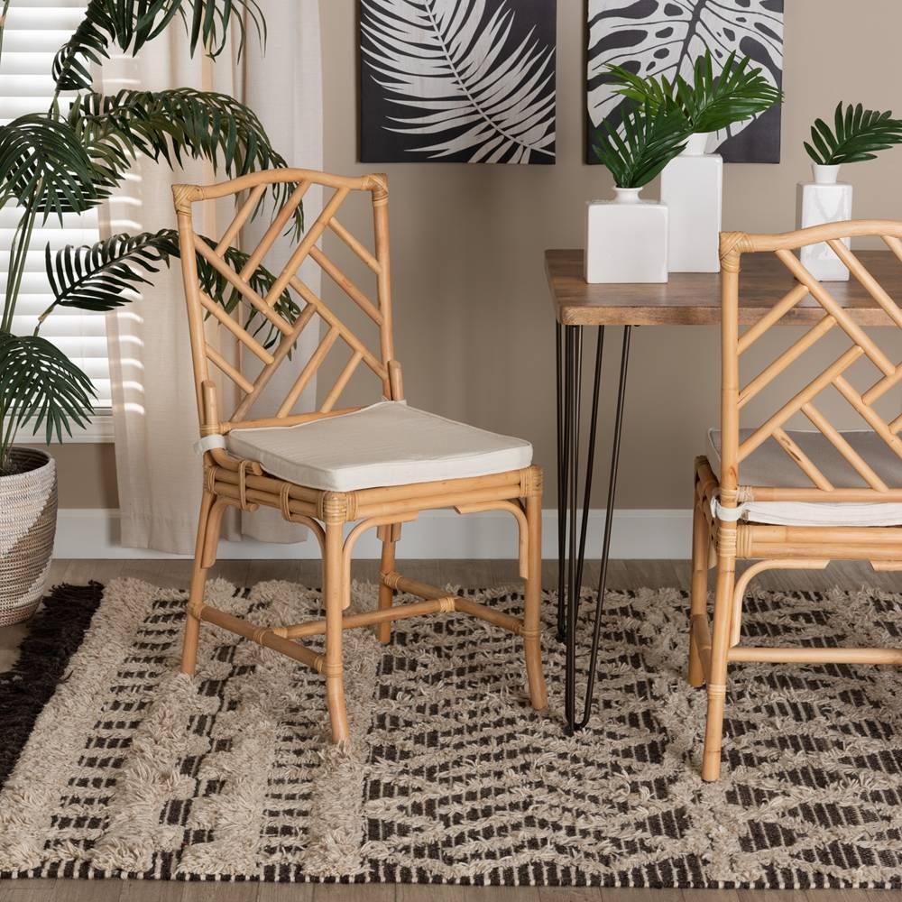Rio Modern Wicker Fair Natural Brown Rattan Dining Chair