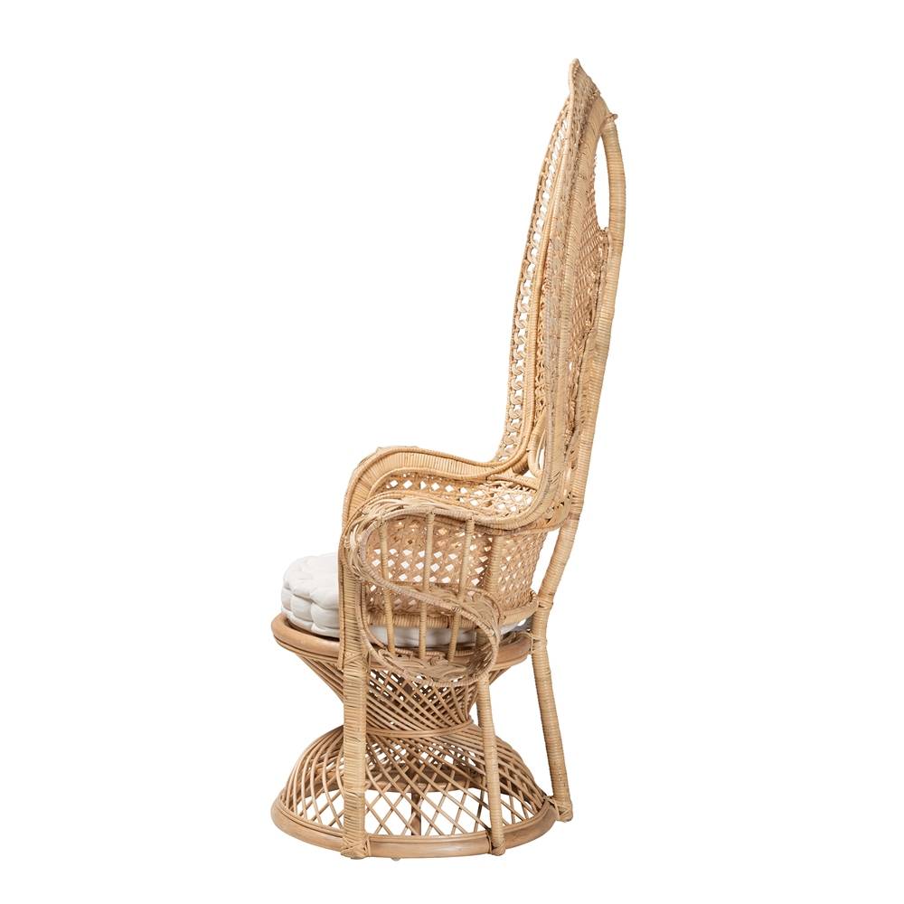 Ediva Modern Wicker Fair Natural Brown Rattan Peacock Accent Chair